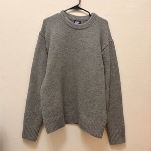 Lands' End Men's Heather Gray Oversized Crewneck Sweater